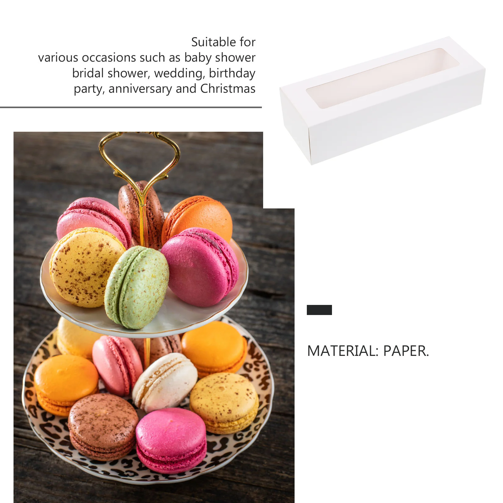 10 Pcs Windowed Cupcake Boxes Container Pastry Cardboard Macaron Containers Cookies