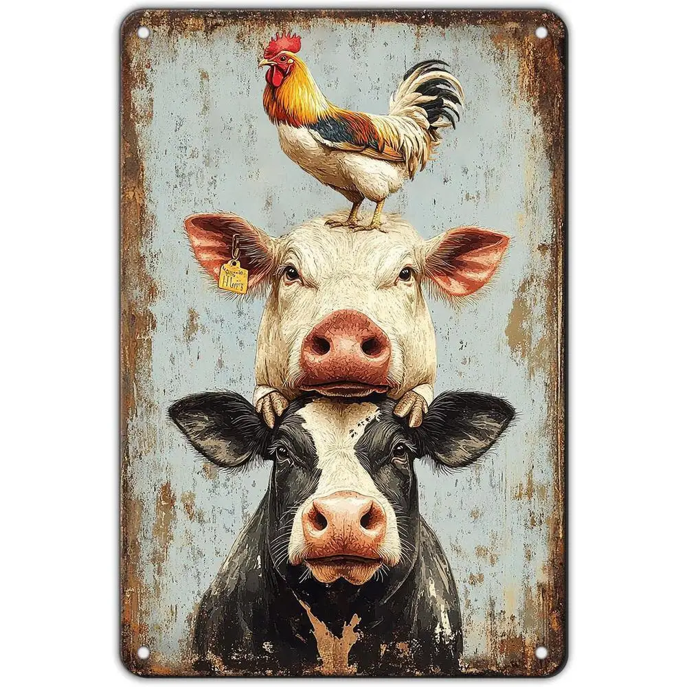 Rustic Animal Sign Vintage Farm Animals Metal Sign Iron 8x12 Inch Rustic Barn Wall Decor ...