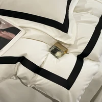 2025 Luxury Hotel Bedding Sets Thick Brushed Bed Sheets White Duvet Cover Set Pillowcase Four Piece Fully Enclosed for Home Gift 5