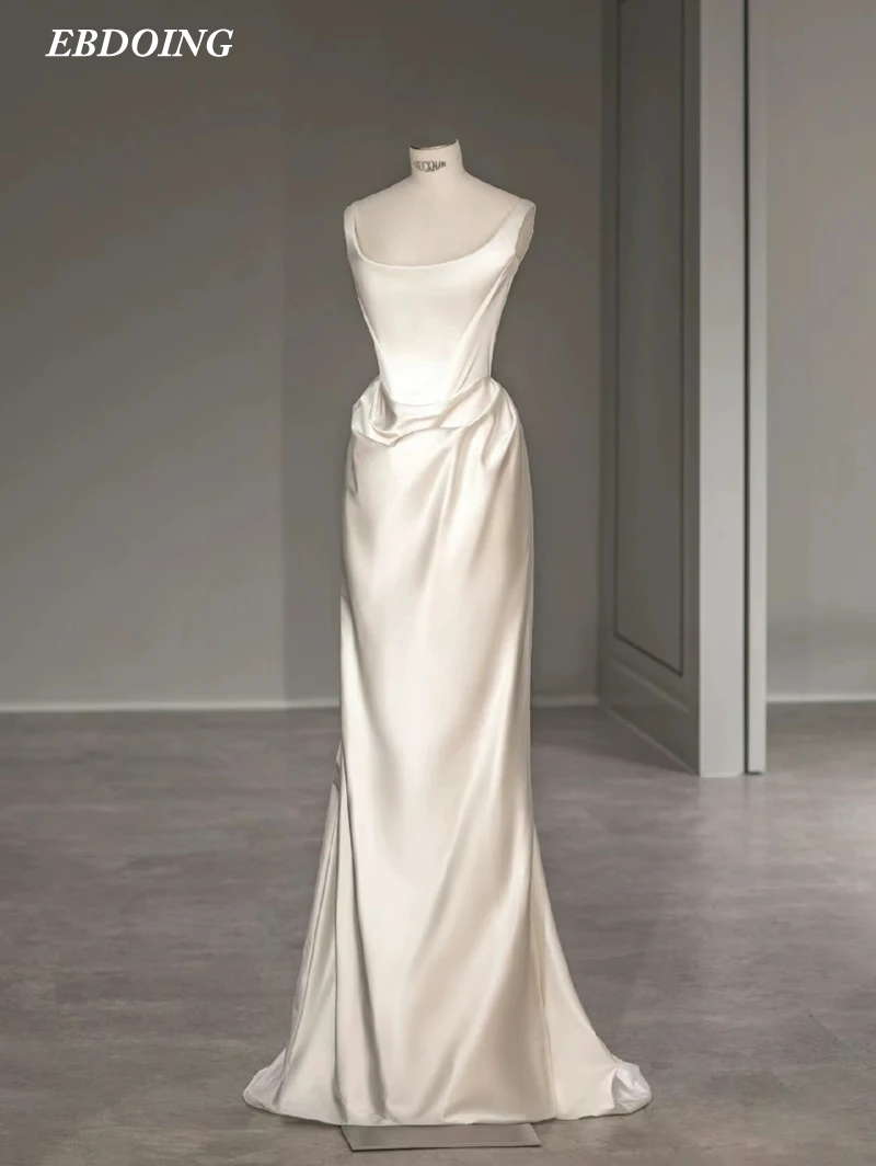 Wedding Dress Sheath Bride Satin Scoop Neckline Open Back Plus Sizes Vestidos De Novias wedding dresses