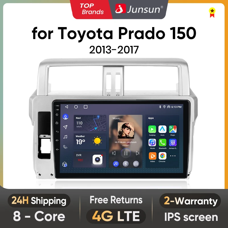 

Автомобильный радиоприемник Junsun V1 с ИИ-голосовым управлением, Android, Автомагнитола для Toyota Prado 150 2013-2017, 4G, автомобильный мультимедийный плеер с GPS, Авторадио 2din