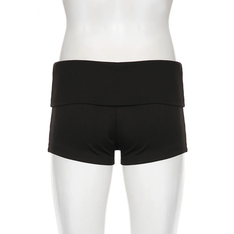 BIIKPIIK Women Lace-up Contrast Color Casual Shorts Basic Low Waist Bottom Concise All-matched Black Mini Shorts Summer Clothing