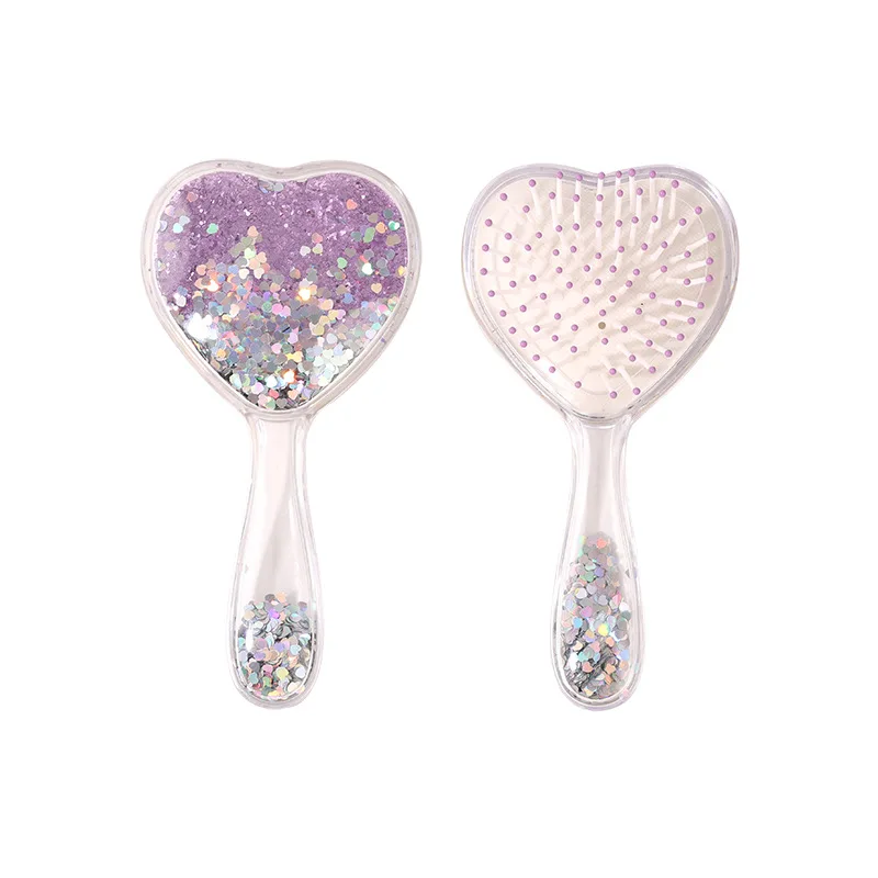 Heart-Shaped Air Cushion Hair Brush - Sparkling Scalp Massager with Cushion Bristles for Gentle Detangling, Cute Glitter Design