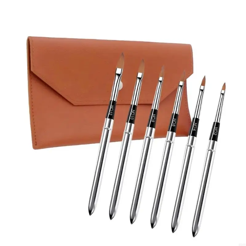 6-teiliges einziehbares Reise-Aquarellpinsel-Set mit PU-Lederetui für Künstler B03E – Detail 10