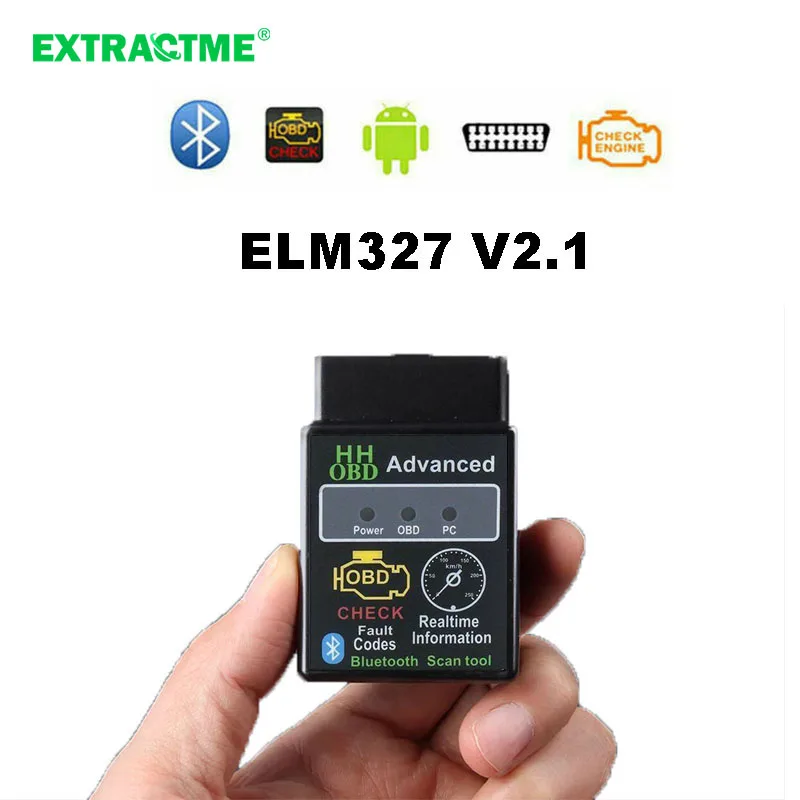 Extractme Obd2 Hh Obd Elm327 V2.1 Bluetooth Obdii Can Bus Check Engine Car Auto Diagnostic Scanner Tool Adapter Per Android