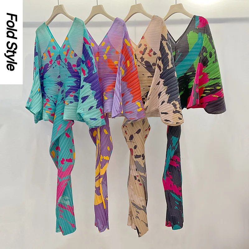 

Fashionable and Elegant Pleated 2024 Spring/Summer New Dropping Slim Printing Slim High End Printing Mid Length Dress