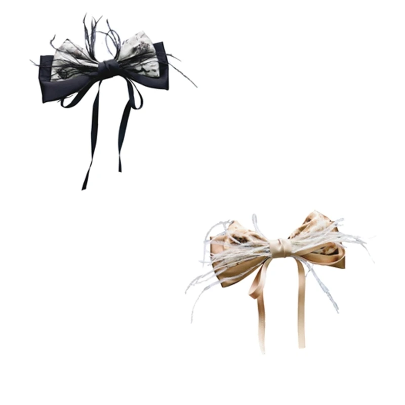 Graceful Collar Bow Tie with Vintage Feather Ribbon Vintage Pins DIY Accessories Dropship