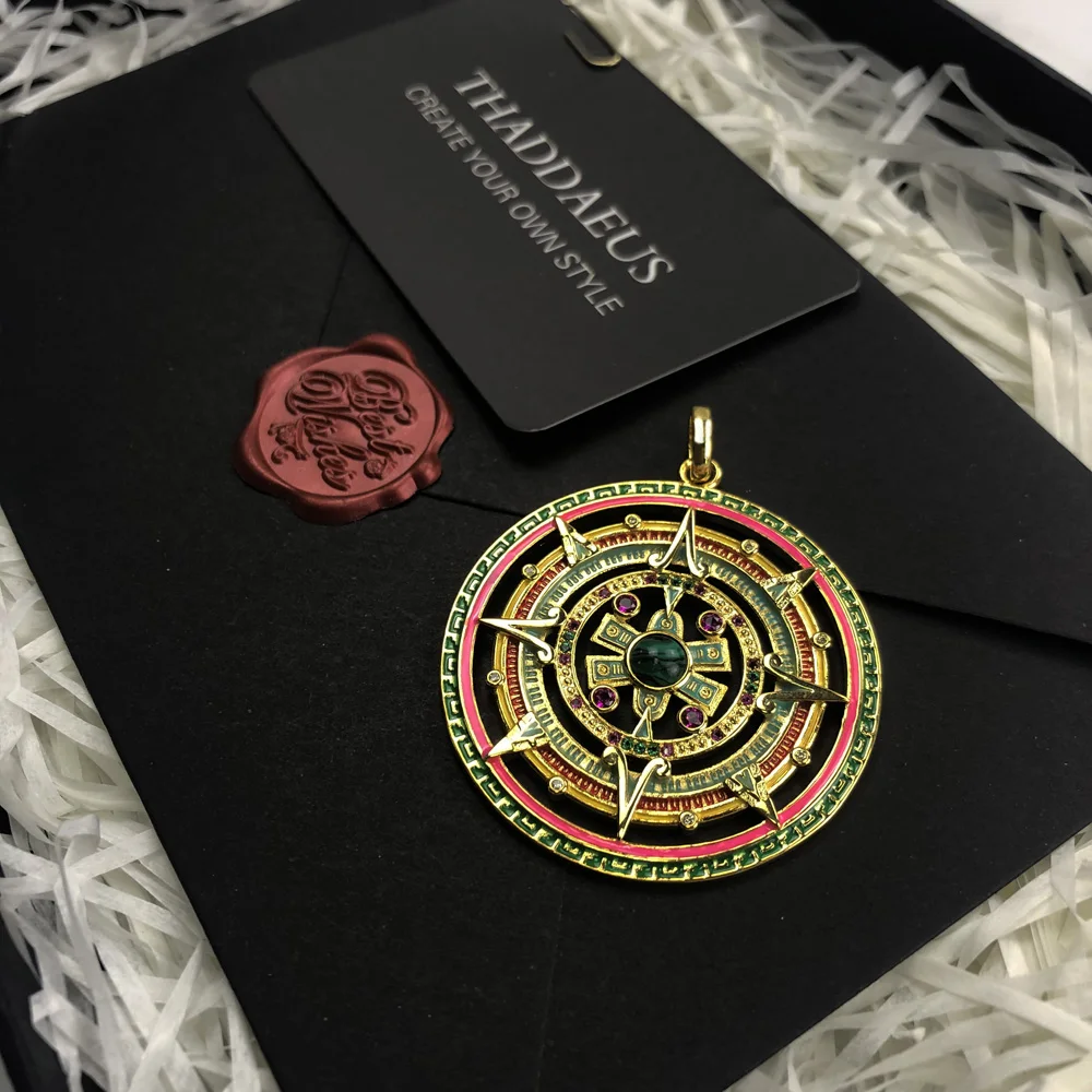 Silver pendant Magic Amulet Mythical Aztec Tiger Chakra Asian Ornaments Compass Africa Pendant Jewelry 925 Sterling Silver Gift for Woman Men