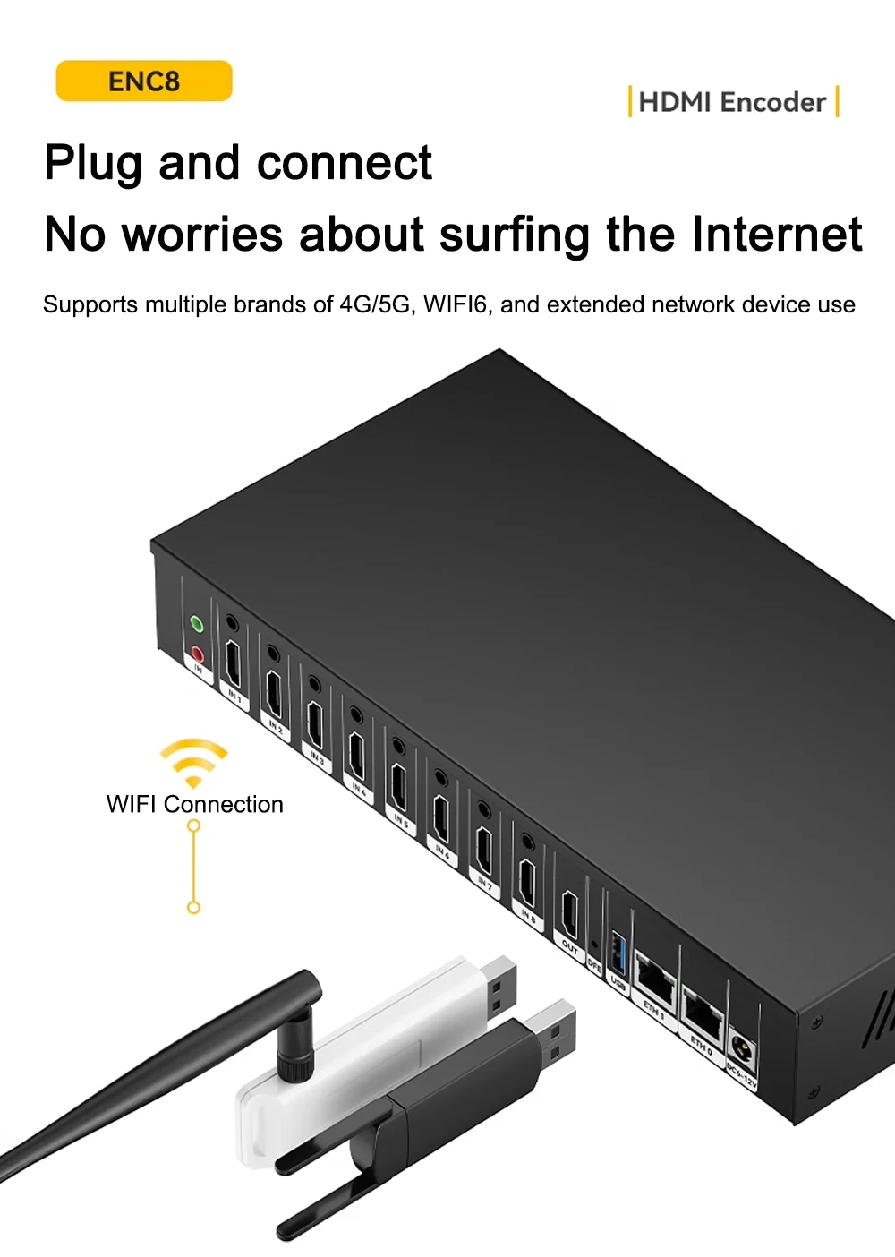 Link Pi ENC8 4K-HDMI Video Codec 8-channel HDMI Encoder 4K Decoder SRT NDI vMix