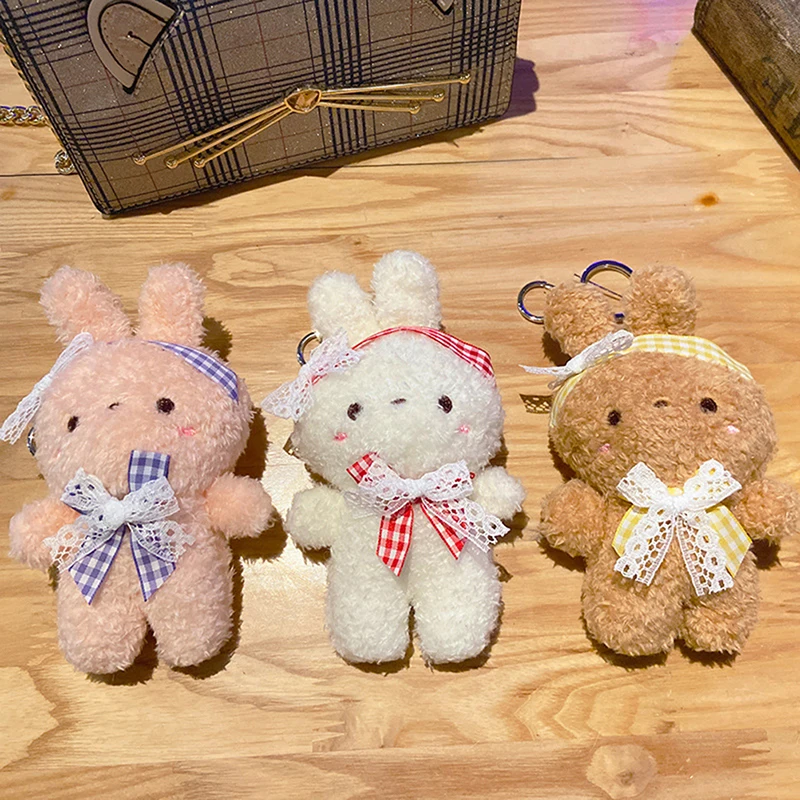 귀여운 나비 넥타이 캔디 색상 봉제 곰 토끼 인형 키 체인, 귀여운 여성 남성 가방 자동차 열쇠 고리, 학생 가방, 수하물 펜던트