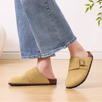Kidmi nouvelles Mules pour femmes pantoufles antidérapantes sabots en daim pour femmes sandales de maison semelle en liège doux et confortable Mules sabots pantoufles de plage 6