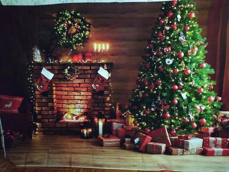 Photo Backdrop Photo Wallpaper Party Decoration Covers Christmas Tree Party Backdrop Fireplace Window For Photo Studio