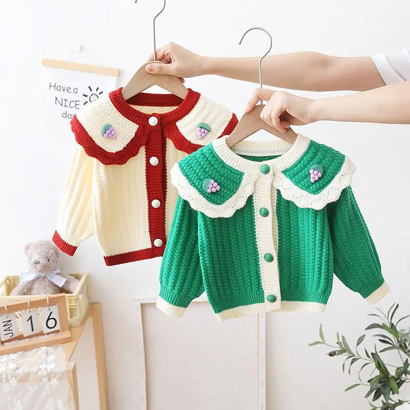 

Baby Kids Thick Keep Warm Long Sleeve Tops Toddler Children's Pullover 1-4Years 2022 Autumn Winter Girls Bow Knitted Sweater