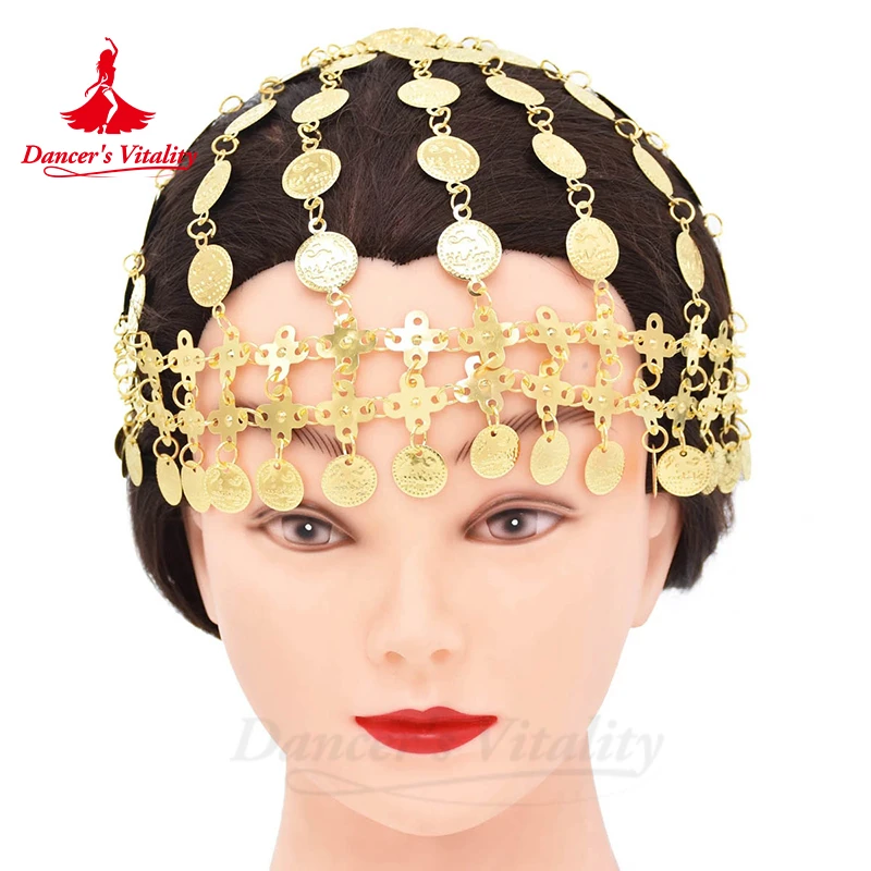 

Indian Metal Headwear Belly Dance Performance Hair Accessories Golden Tassel Belly Dancing Hat