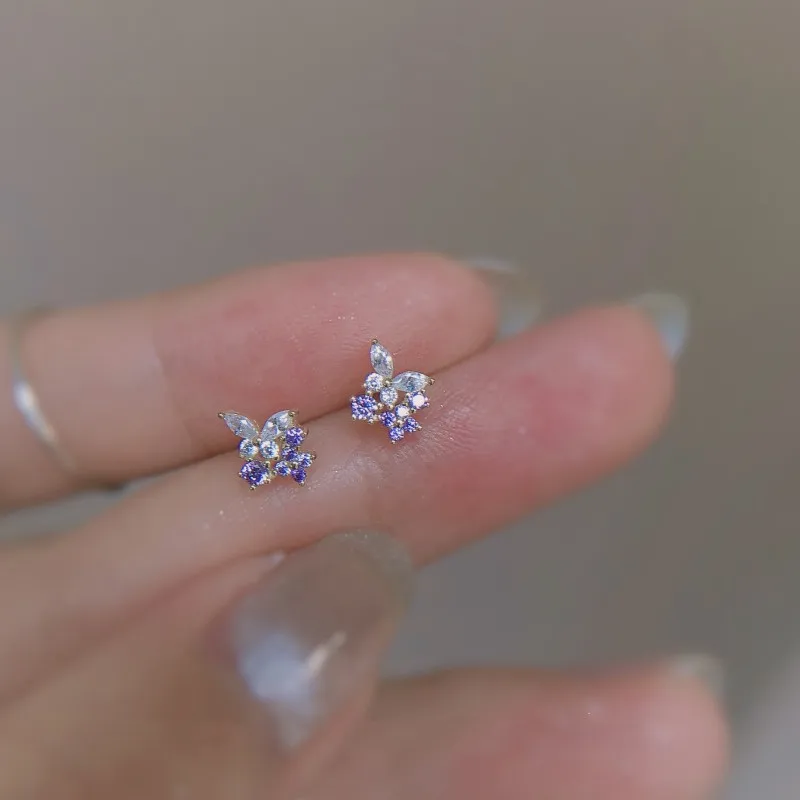 Pendientes De Tachuelas Con Cristales Strass Para Mujer - Plata Bañada, Cierre De Mariposa, Perfectos Para Regalo O Boda