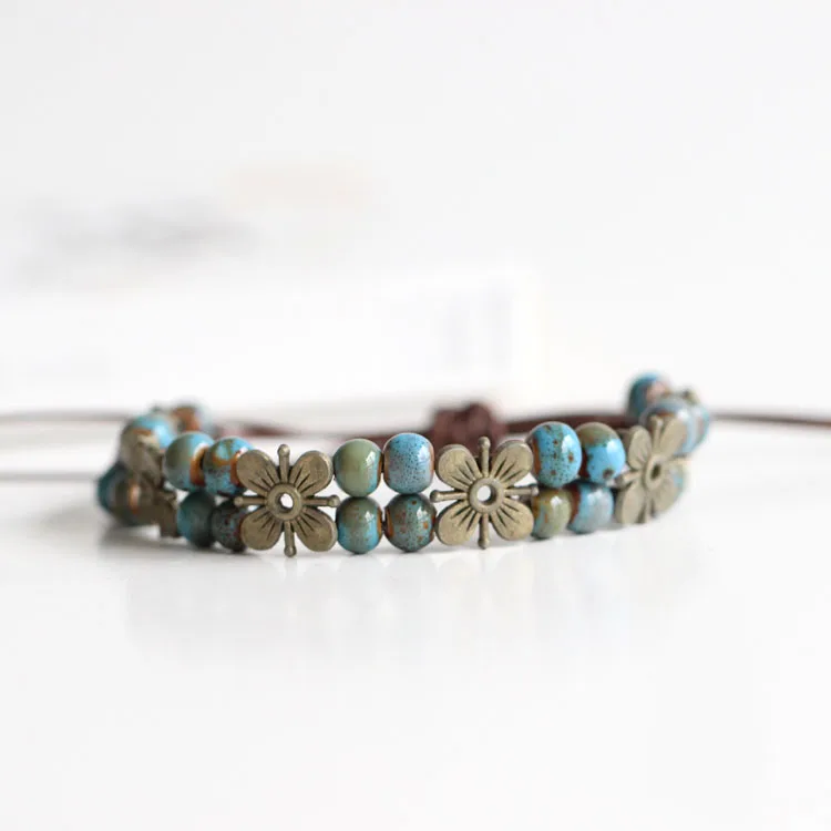Ceramic bracelet handmade trinkets women's fashion national wind high temperature glaze