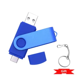 Versatile USB Flash Drive - High - Capacity Storage with Dual USB and Type - C Connectivity - 32 GB (Blue Type C 2.0)