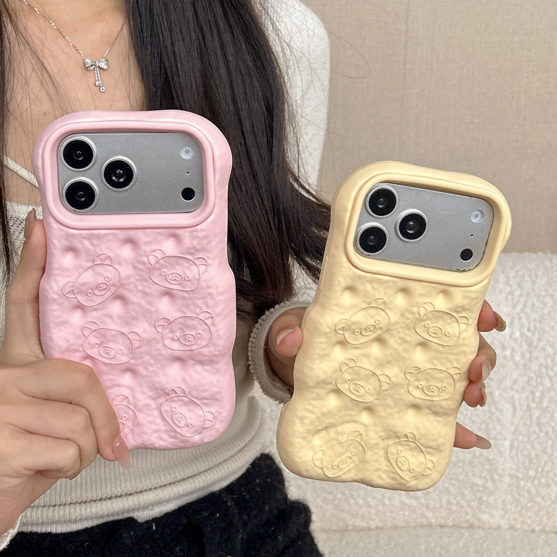 Kawaii 3D Cartoon Bread Bear Soft Silicone Phone Case