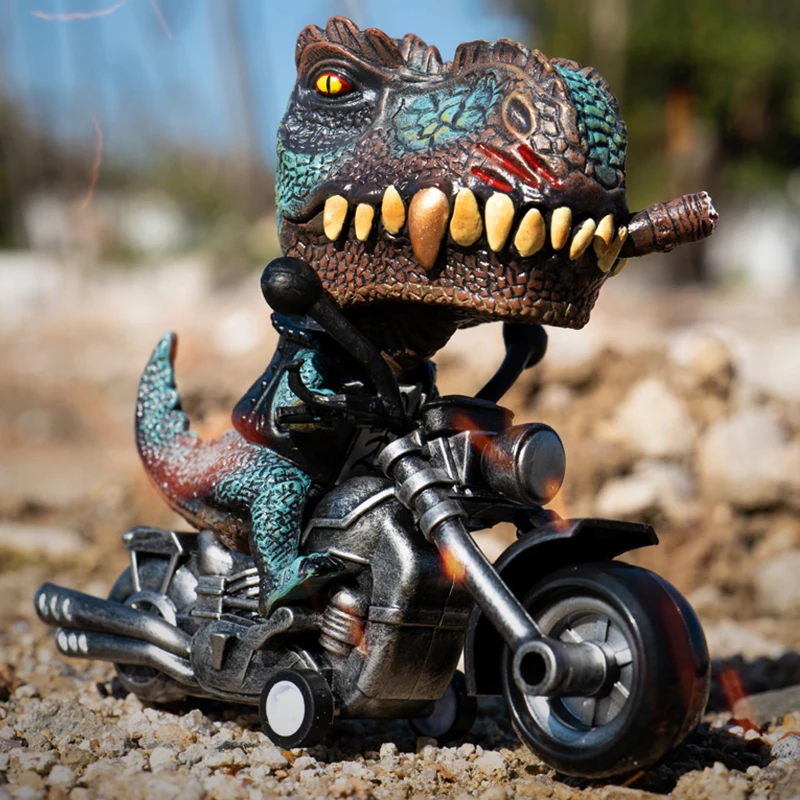 Domineering Motorcycle Tyrannosaurus Figure Inertia Car Toys Animal Model Creative Sunglasses Cigar Dinosaur Desktop Ornament 10pcs cartoon animal foam airplanes soft dinosaur hand throw model assembly kit flying glider plane kids toys game