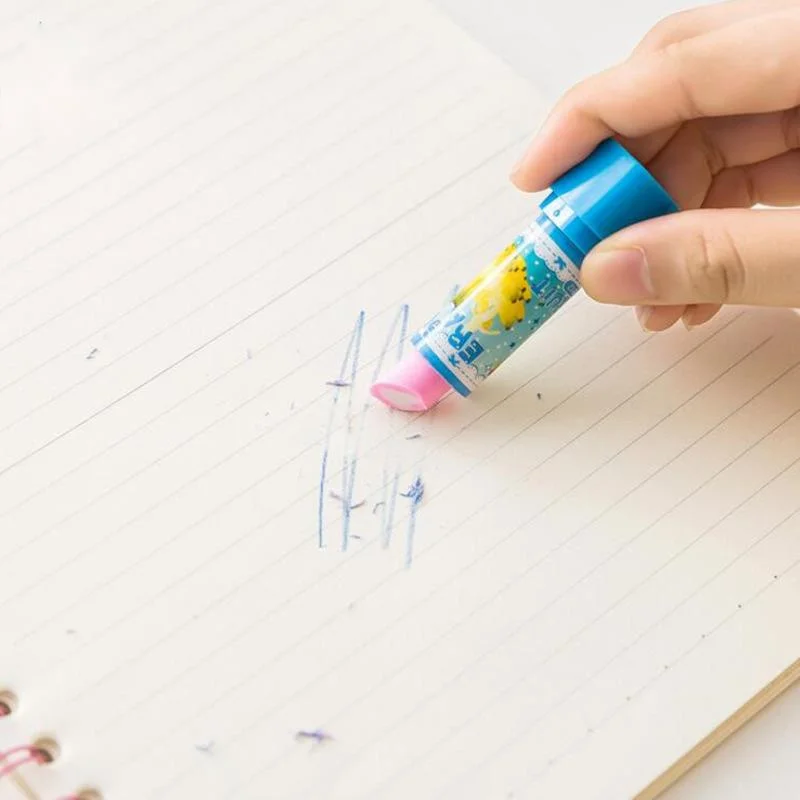 4 Pcs Cute Cartoon Lipstick Rubber Creative Novelty Pencil Eraser Stationery