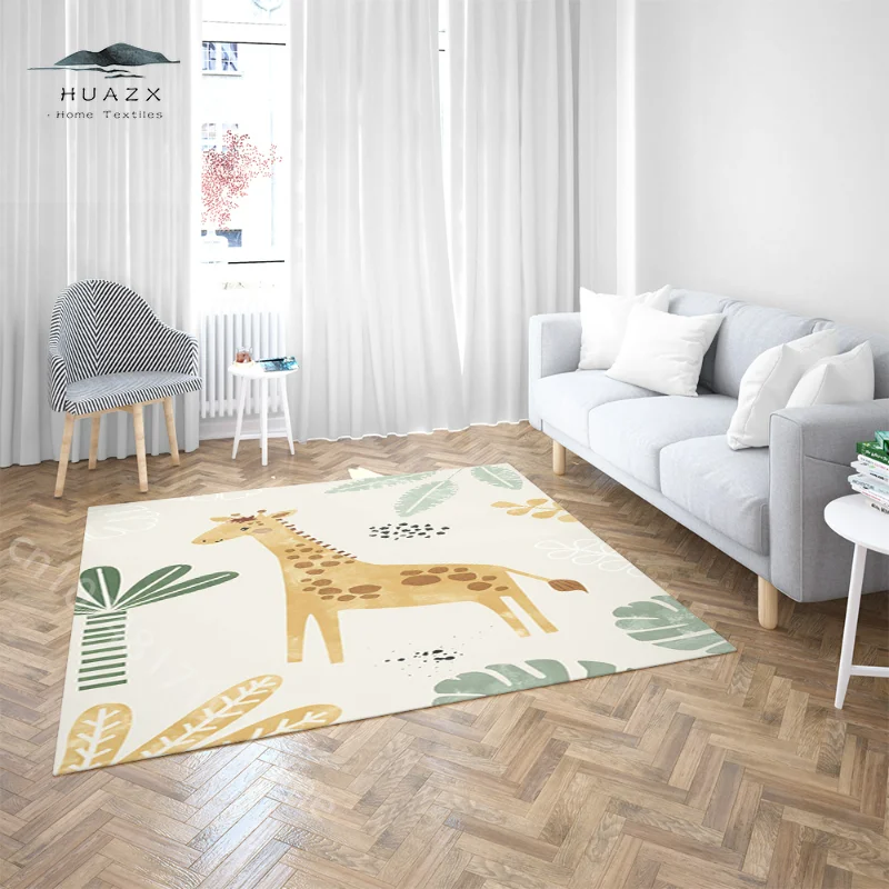 Jungle Animal Cartoon Carpet for Lion Giraffe Zebra Nursery Rug Art Paintings Nordic Pictures Mat Baby Kids Room Decoration 3