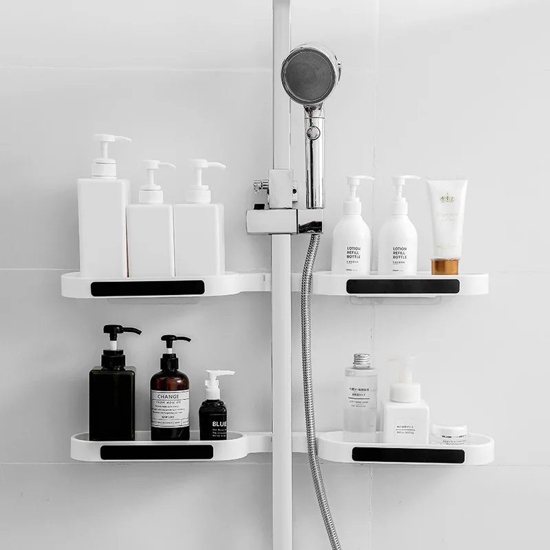 Bathroom Organizer Drain Rack Storage Rack Bathroom Shelf Bathroom Shelf Rack Bathroom Storage Rack Wall Shelf Organizer Storage Trolley Punch-free Revolving Rack Wall-mounted Toilet Washstand Kitchen Wall Storage