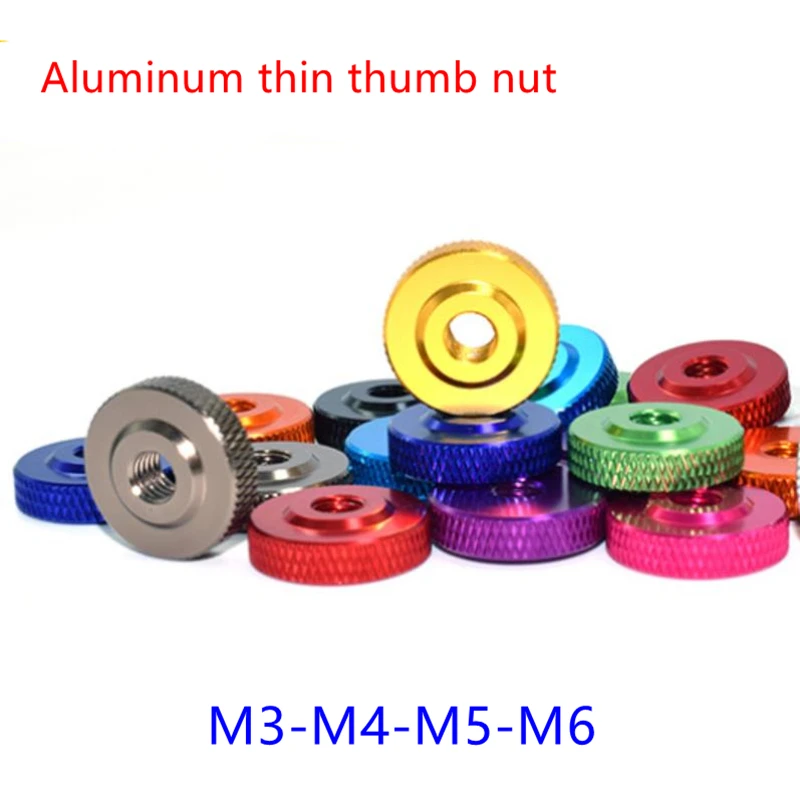 10/5pcs M3 M4 M5 M6 Knurled Aluminum Thin Thumb Nut Small step aluminum