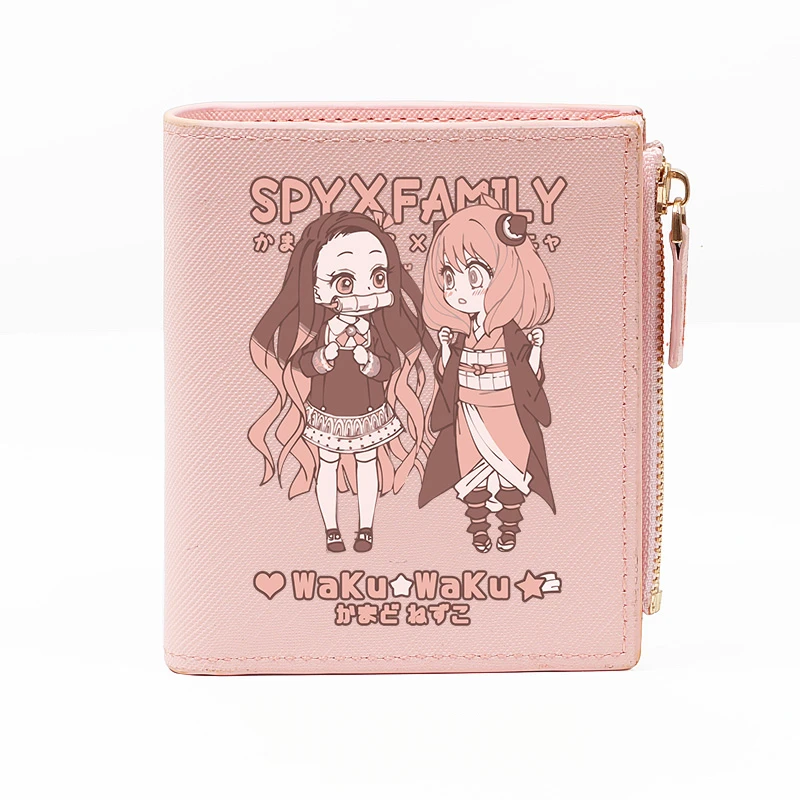 

Anime Wallet Spy x Family Demon Slayer Anya Forger Nezuko Kawaiii Coin Purse Pu Leather Short Zipper Card Bag Gift Women Girl