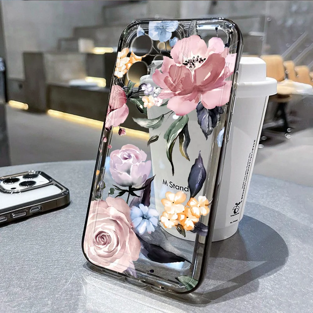 Elegant Transparent White Lotus Floral Phone Case Cover