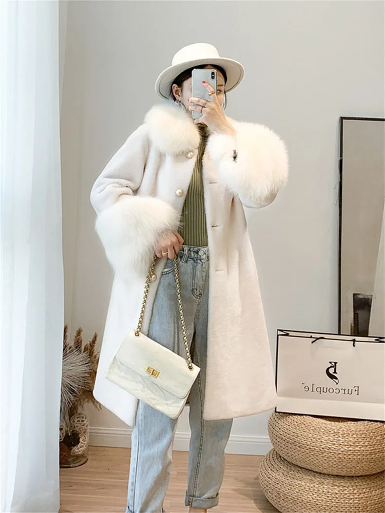 

Lamb Fur Coat Women Double-faced Fur Jacket 2023 Winter New Fashion Thick Warmth Fox Fur Coat Clothing