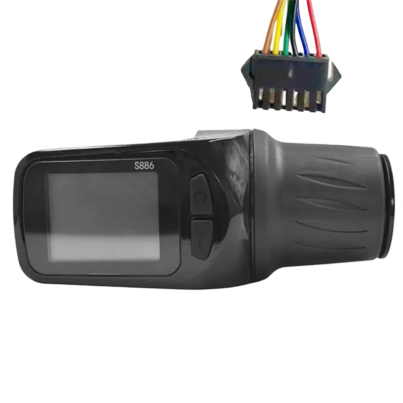 

24V 36V 48V 60V S886 Ebike LCD Display Panel Adjust with Twist Throttle for Electric Scooter Bicycle(SM Plug 6PIN)