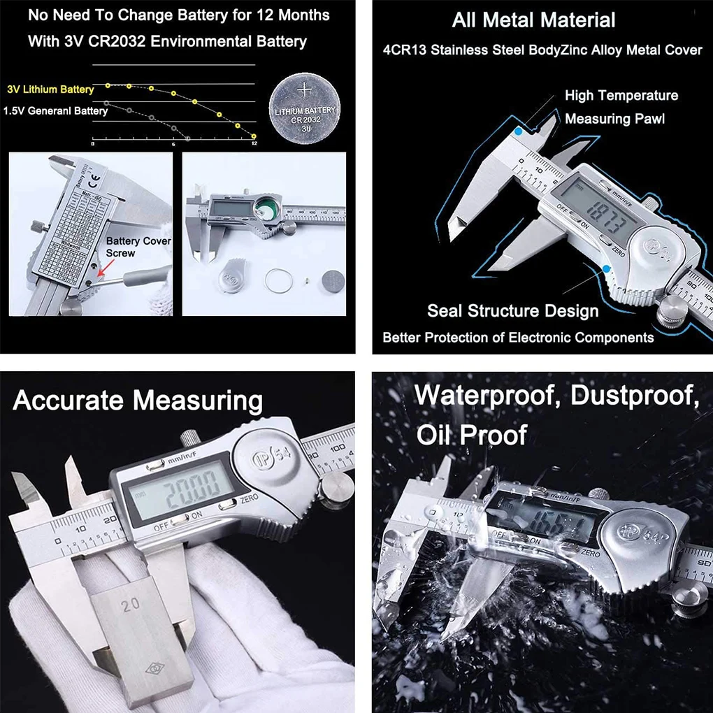 

LCD Vernier Caliper Digital Display Gauge Micrometer Resettable Measuring