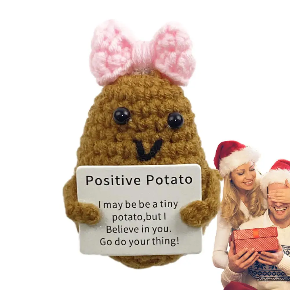 Crochet Potato Handmade Positive Knitted Toy With Inspiring Card Durable Crocheted  Stuffed Animals Soft Emotional Support - AliExpress