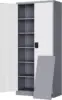 Yizosh Metal Garage Storage Tool Cabinet with Lock 71" Locking 2 Doors 5 Shelves Tall Steel Heavy Duty File Gray White 2