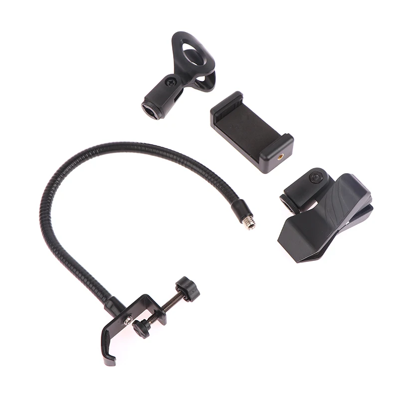 Flexible Mic Stand Universal Hose Shelves with Heavy Duty Desk Clamp Microphone Stand Mic Clip Holder Arm Desk Mount