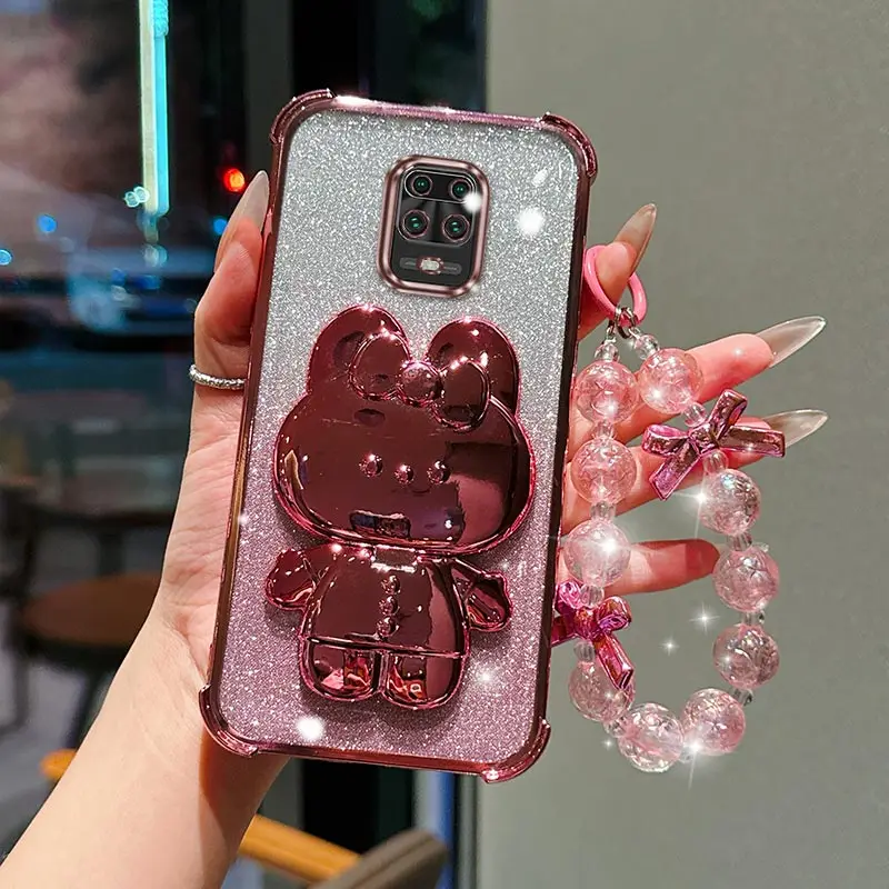Cute Cat Bracket Lanyard Plating Phone Case Cover