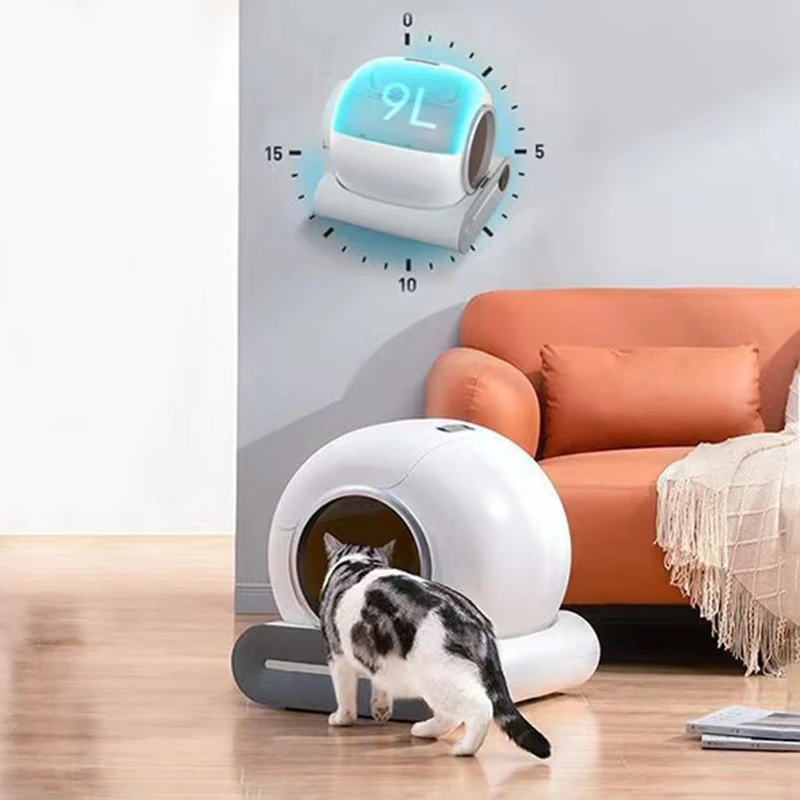 Lettiera per gatti Toilette per gatti intelligente da 65 litri Pulizia completamente automatica Toilette elettrica per gatti a tamburo chiuso - immagine 2