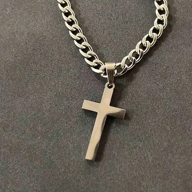 925 Sterling Silver Cross Necklace for Men Women 5mm Stainless Steel Durable Cuban Crucifix Pendant Necklace Jewelry pendant necklace silver necklace silver pendant