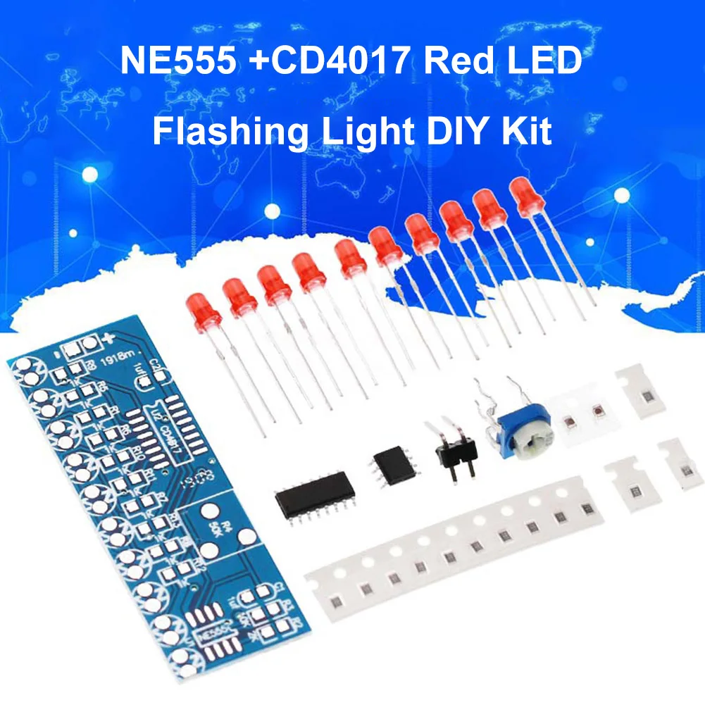 DIY LED Flashing Light Kit SMD Soldering Practice Suite NE555 CD4017 LED Flashing Light DIY Kit LED Water Flowing Effect