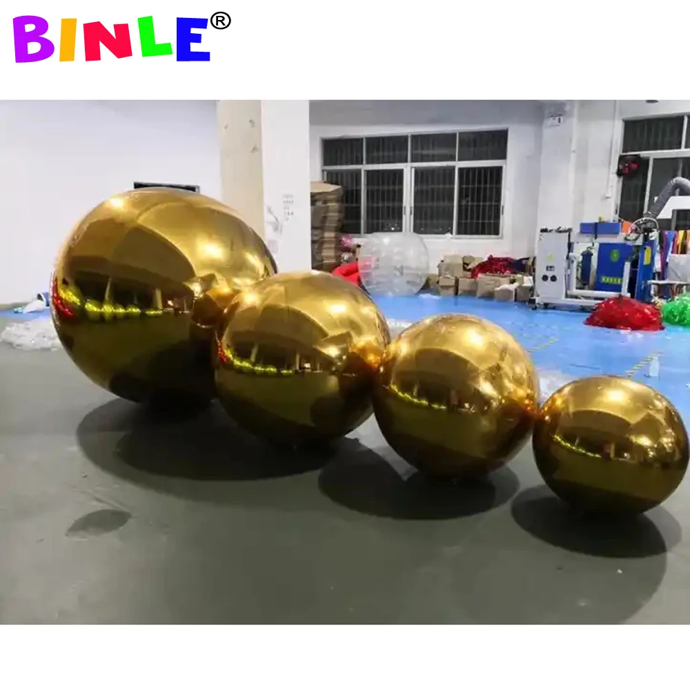 Holographic Gold Inflatable Mirror Ball 50cm Hanging Inflatable Disco Ball Giant Spheres For Events Show Decoration 2