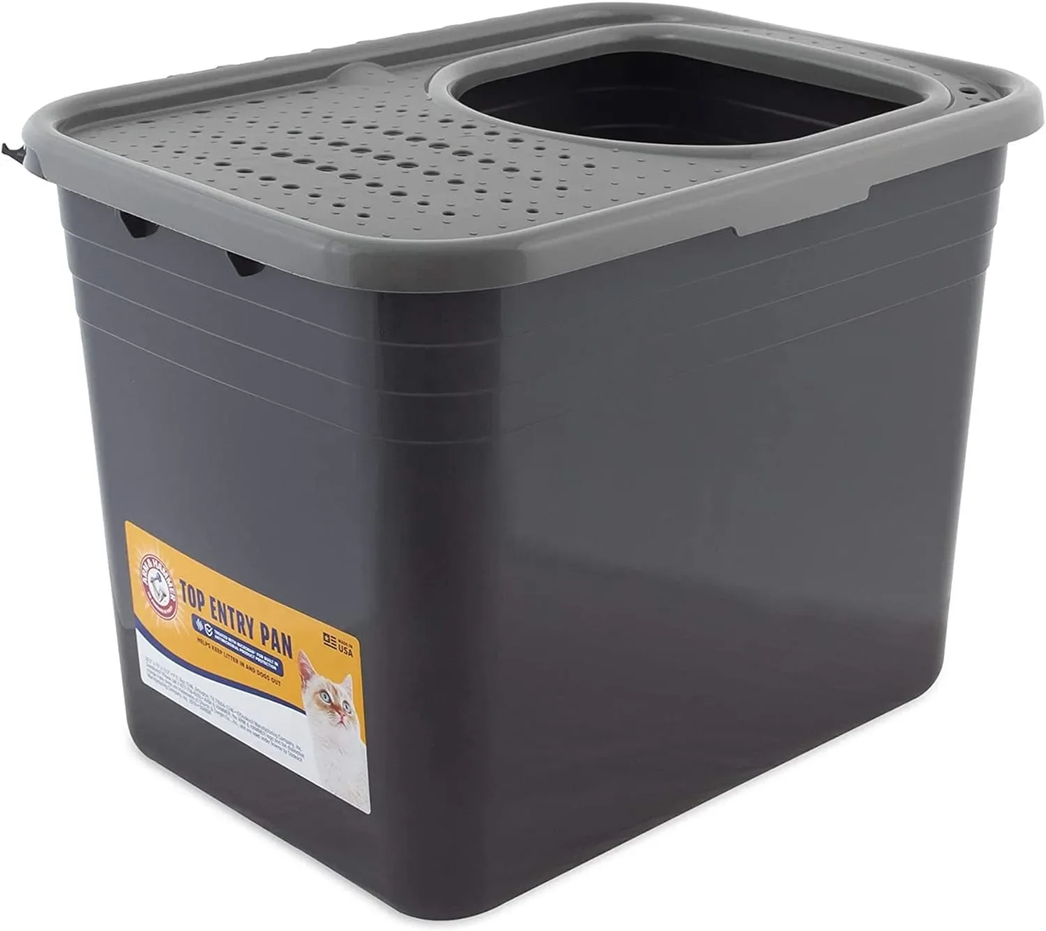 

Premium Top Entry Litter Box with Filter to Clean Paws and Microban, Made in USA 20"L x 15"W x 15"H