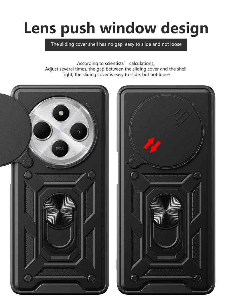 Shockproof Phone Case With Ring Stand And Camera Slide For Poco C75_voghion.com