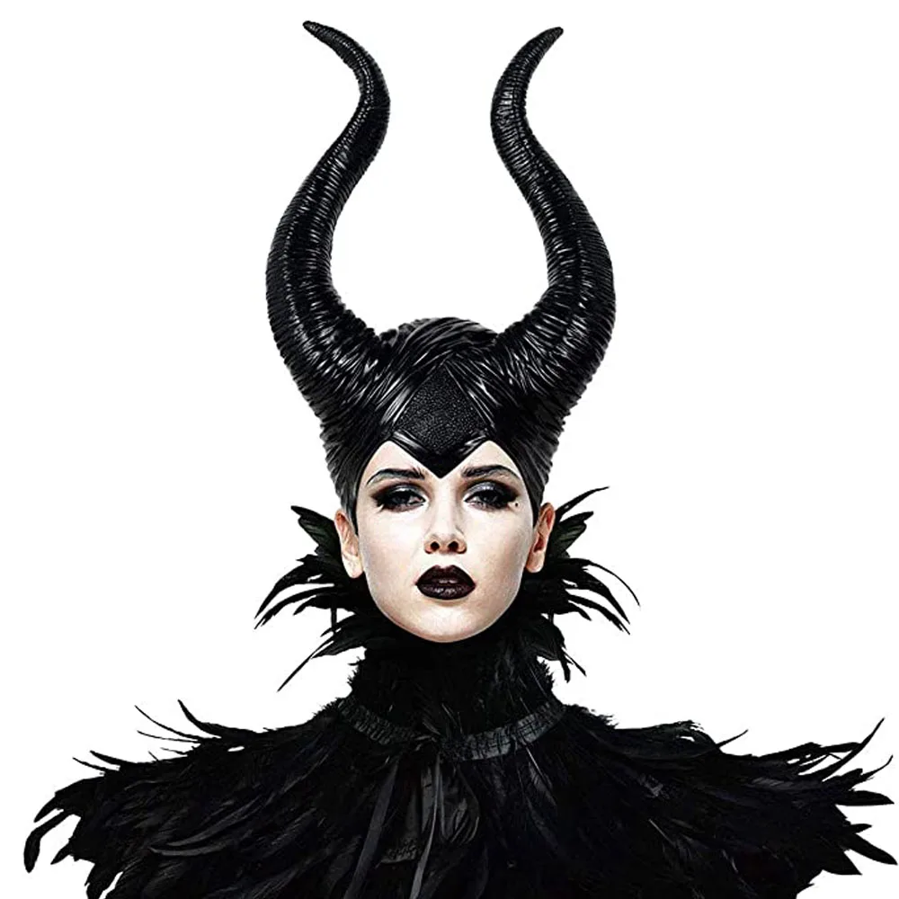 Hot Sale Halloween Party Costume Jolie Cosplay Headpiece Hat -Free Shipping Btrendy Genuine Latex Maleficent Horns Adult Women