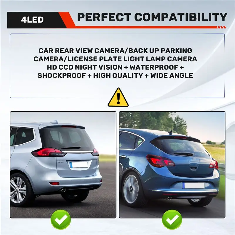 Telecamera posteriore HD 4LED per auto, telecamera di retromarcia per Opel Astra H J Corsa Meriva Zafira Insignia FIAT Buick Reg - immagine 3