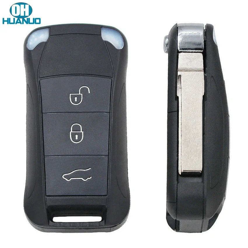 3 Buttons Flip Remote Key Shell Case Fob Porsche Cayenne Uncut HU66 Blade key case car key shell car remote key car key key shell