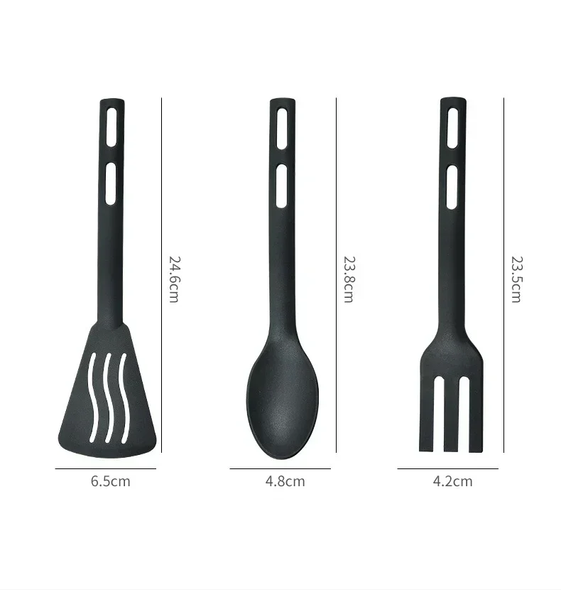 3PCS Mini Nylon Kitchen Utensils Set For Kids Kitchen Cooking Tools  Slotted Turner Solid Spoon Fork Spade Fork Spoon Dinnerware
