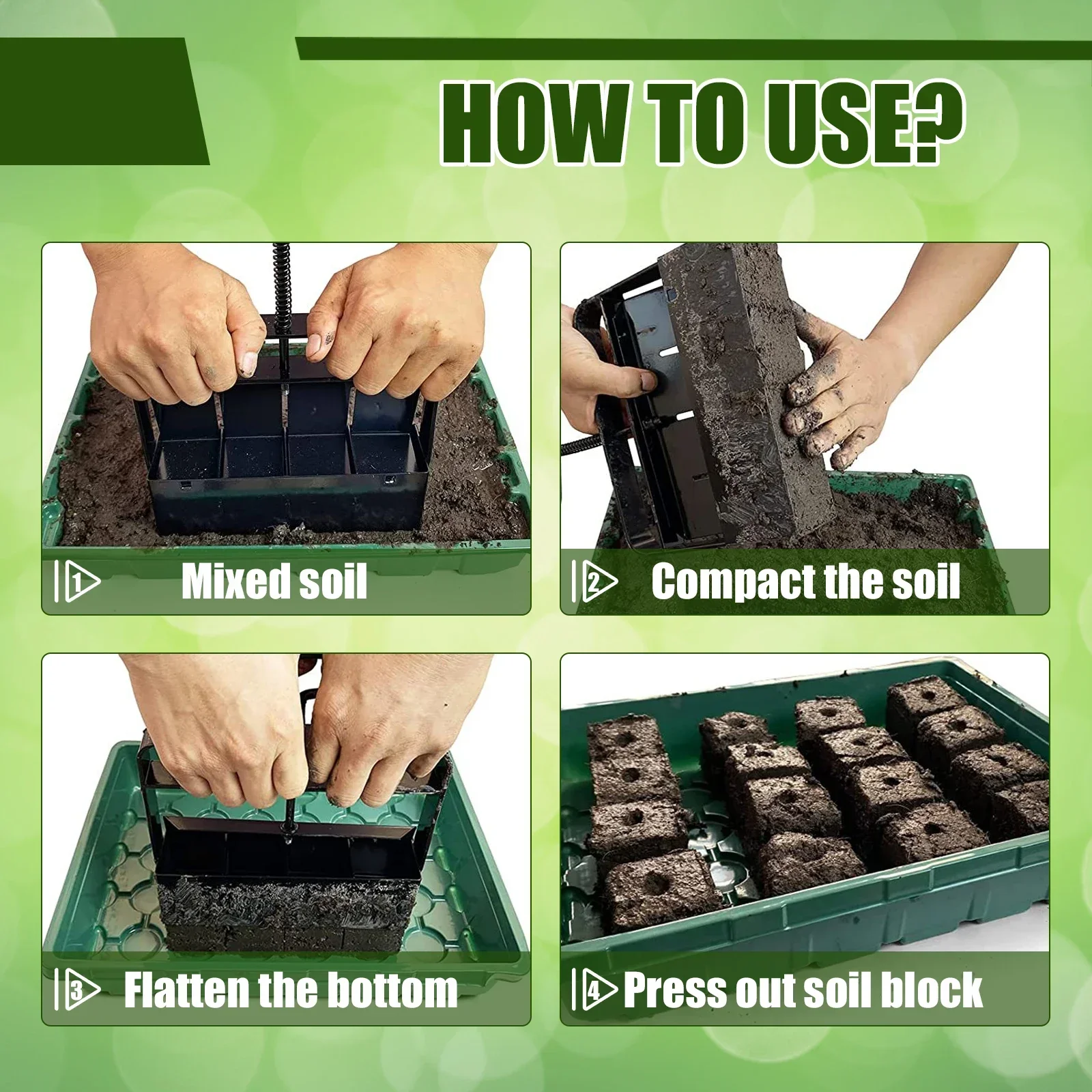 Handheld Planting Tool Soil Block Maker Hand-held Soil Block Making Tool Heavy-Duty Manual Maker Reusable for Garden