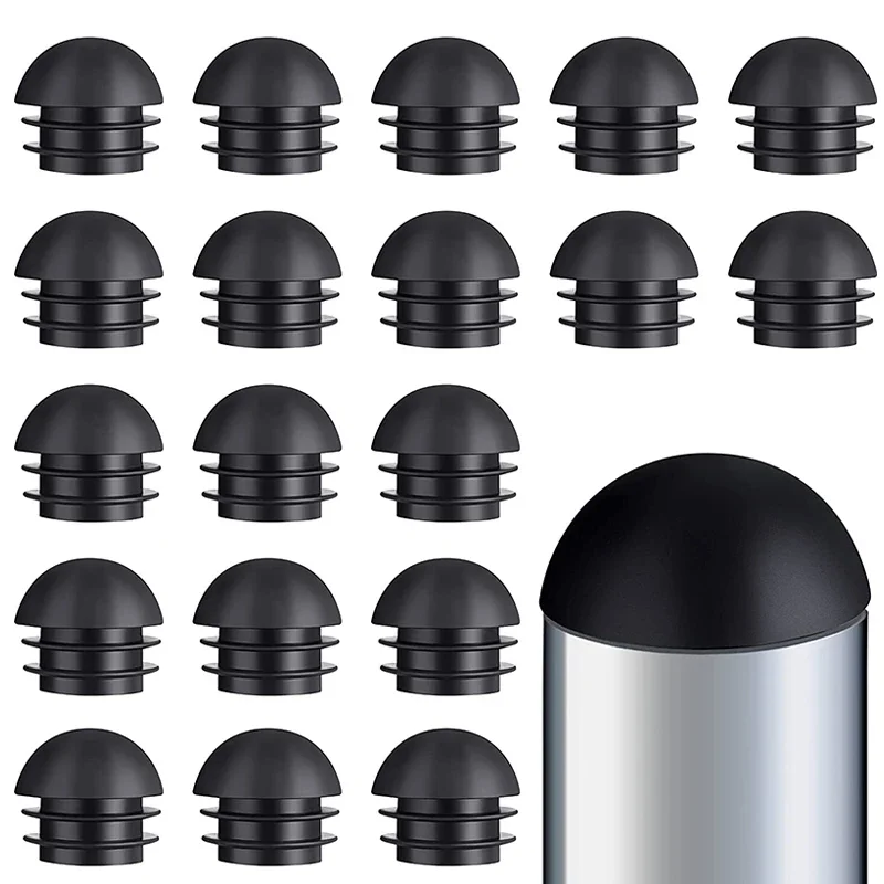Furniture Glides Round Tube Inserts Plug Black Plastic End Caps Floor Protector Chair Leg Dust Cover Finishing