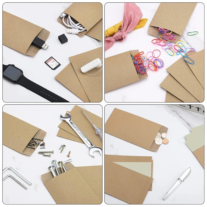 50Pcs Cash Envelopes Money Container Ultra-Thin DIY Coin Storage Envelopes Cash Storage Bags Kraft Paper Coin Pouches