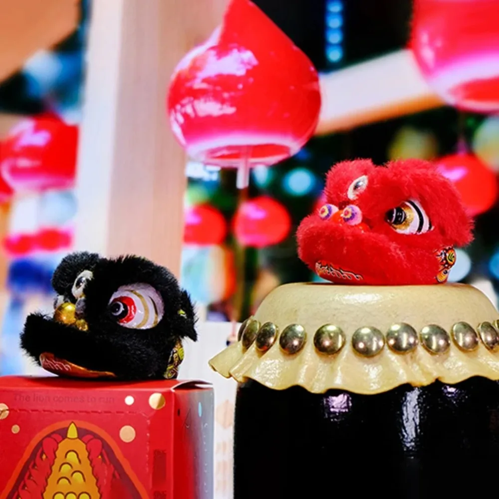

Creative Personality Lion Dance Car Ornaments Cartoon Chinese Red Lion Dance Craft Accessories Gift Cute Car Interior Decors